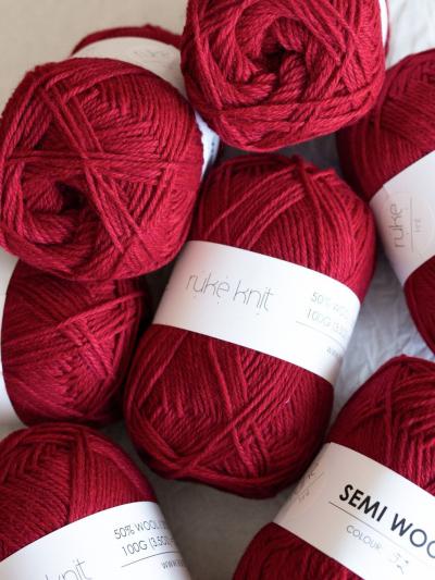 Ruke knit Semi-Wool yarn - Burgundy (52), 100g